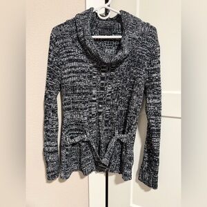 Elegant Black and White Cowl Neck Sweater size large Creazioni Effeci